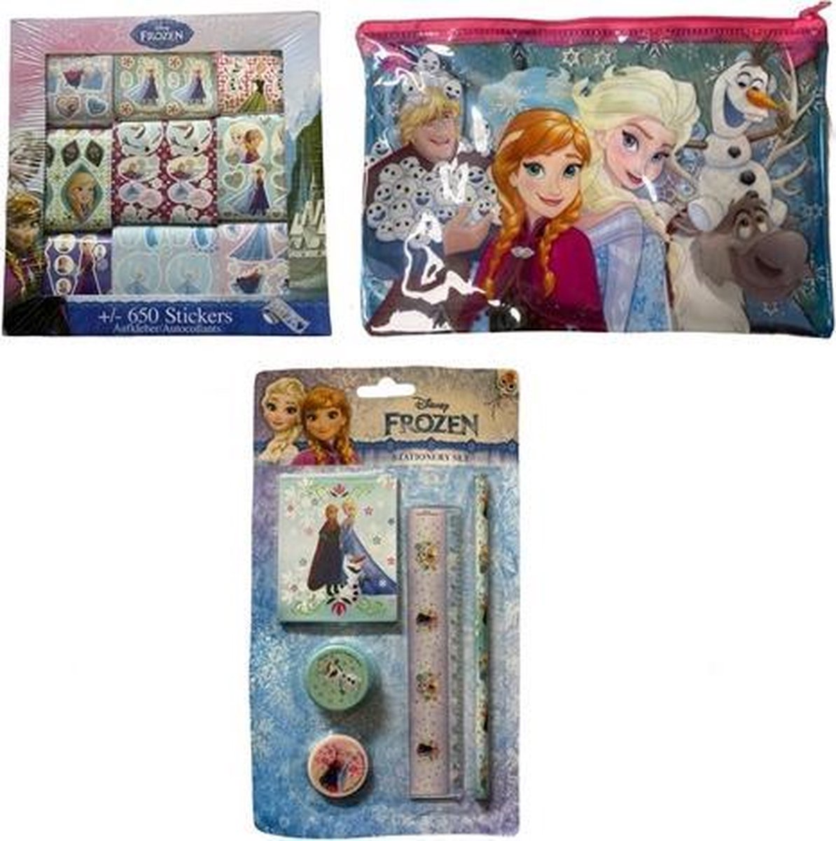 Disney Frozen Cadeau Set 3 | Disney | Frozen | Elsa | Olaf | Anna | Speelgoed | Sinterklaas | Kerst | Schrijf Set | Etui | Stickers |